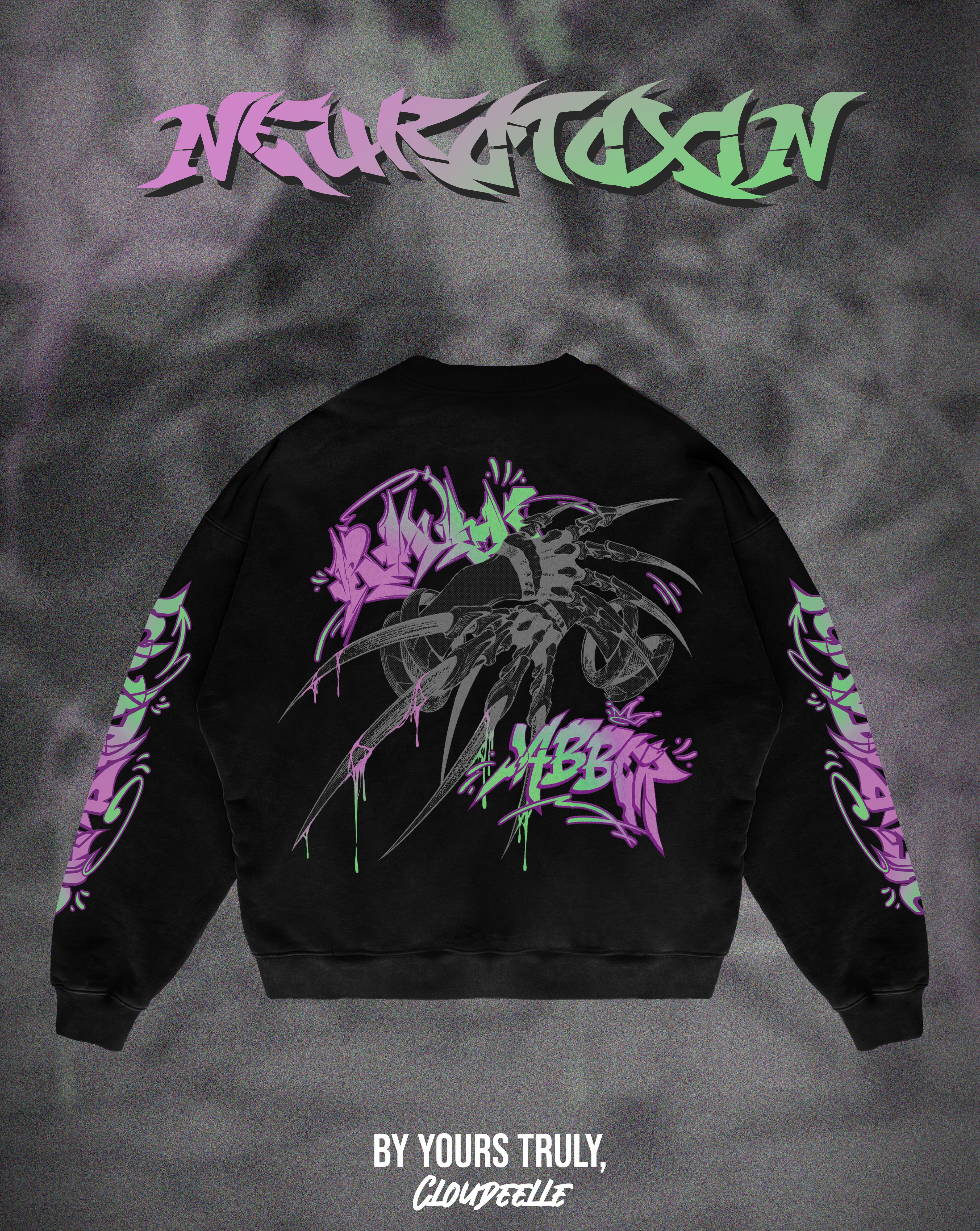 "Neurotoxin" - Oversized Crewneck (Black Version)