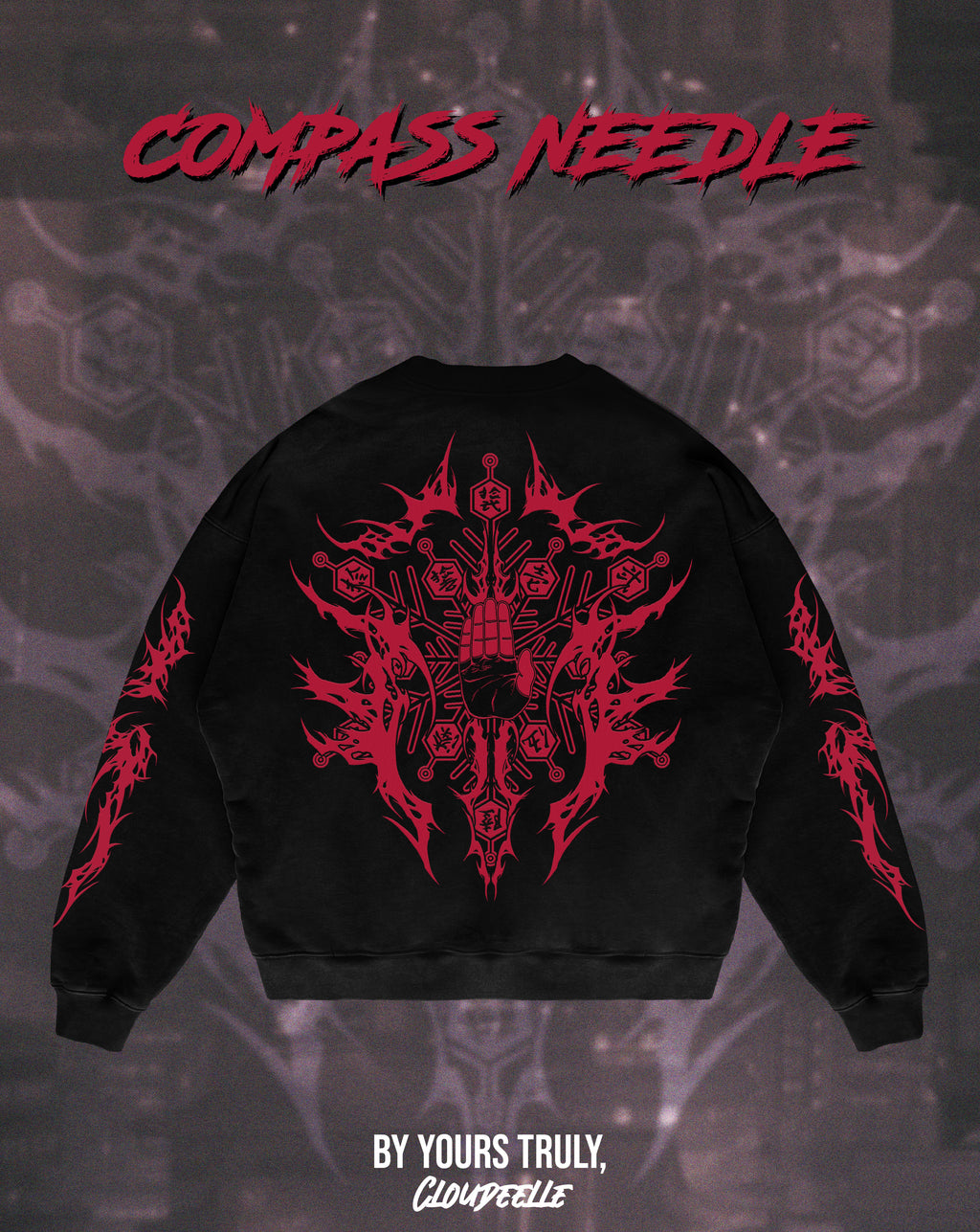 "Compass Needle" - Oversized Crewneck (Red Version)
