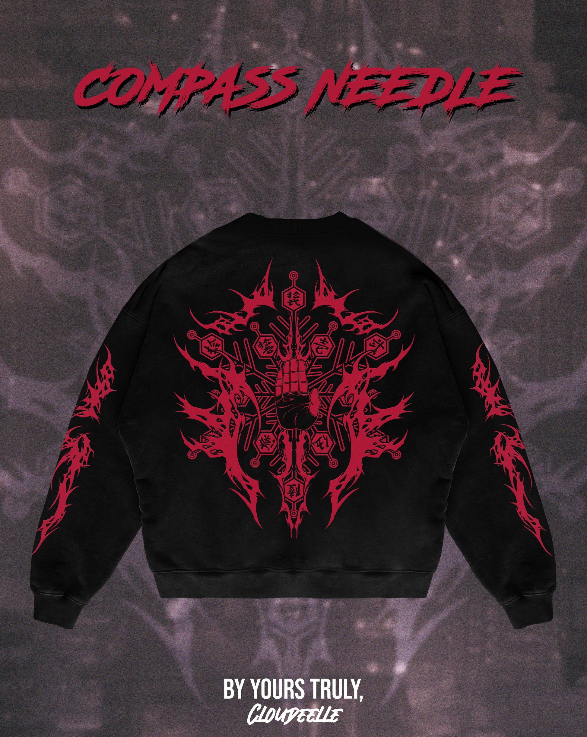 "Compass Needle" - Oversized Crewneck (Red Version)