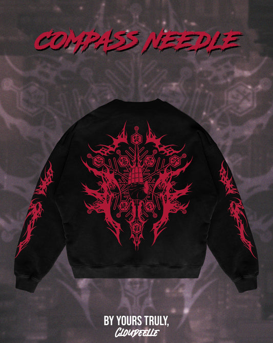 "Compass Needle" - Oversized Crewneck (Red Version)