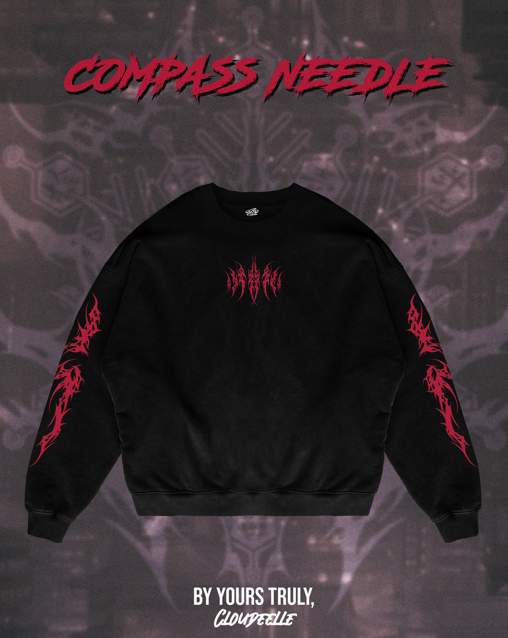 "Compass Needle" - Oversized Crewneck (Red Version)