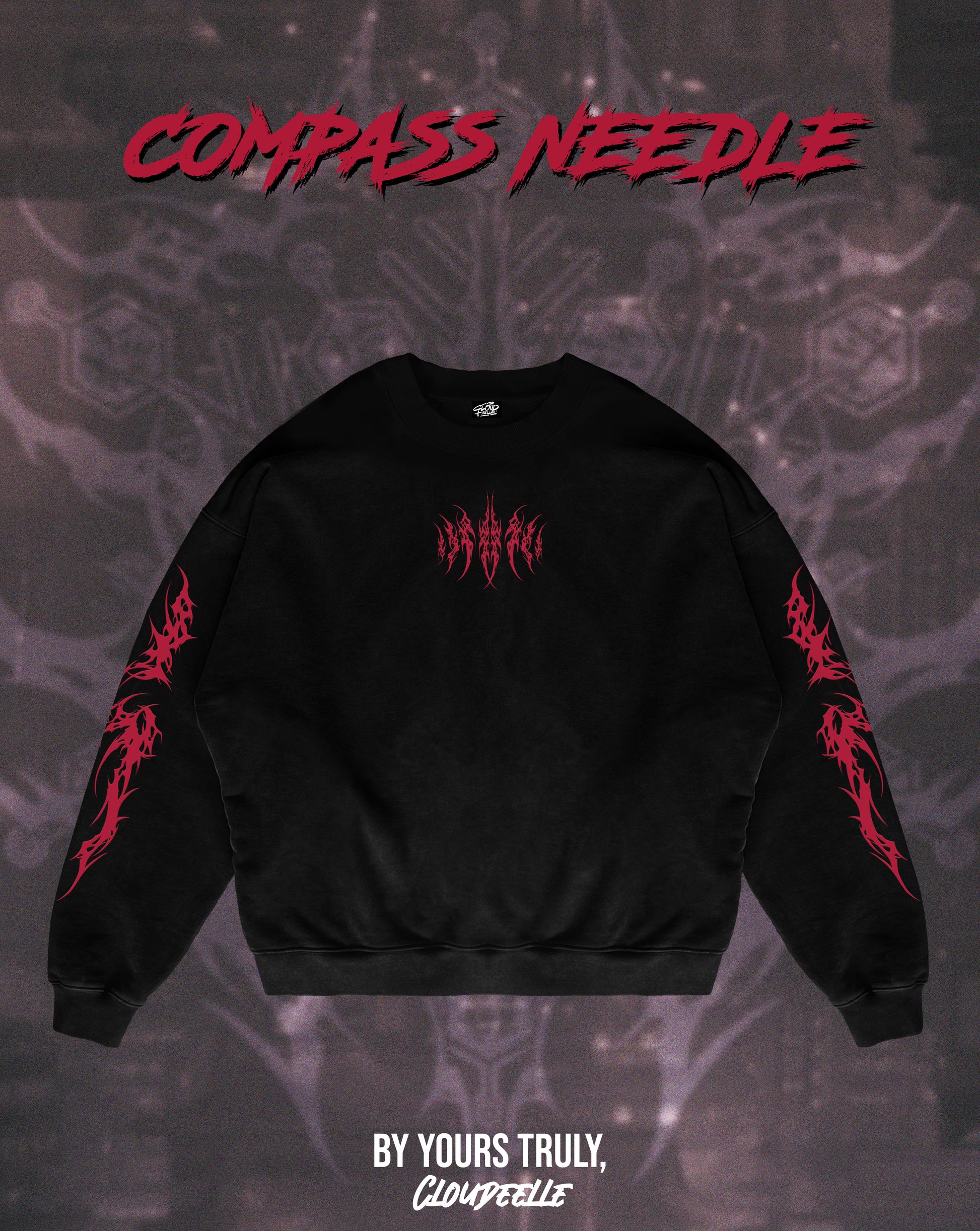 "Compass Needle" - Oversized Crewneck (Red Version)