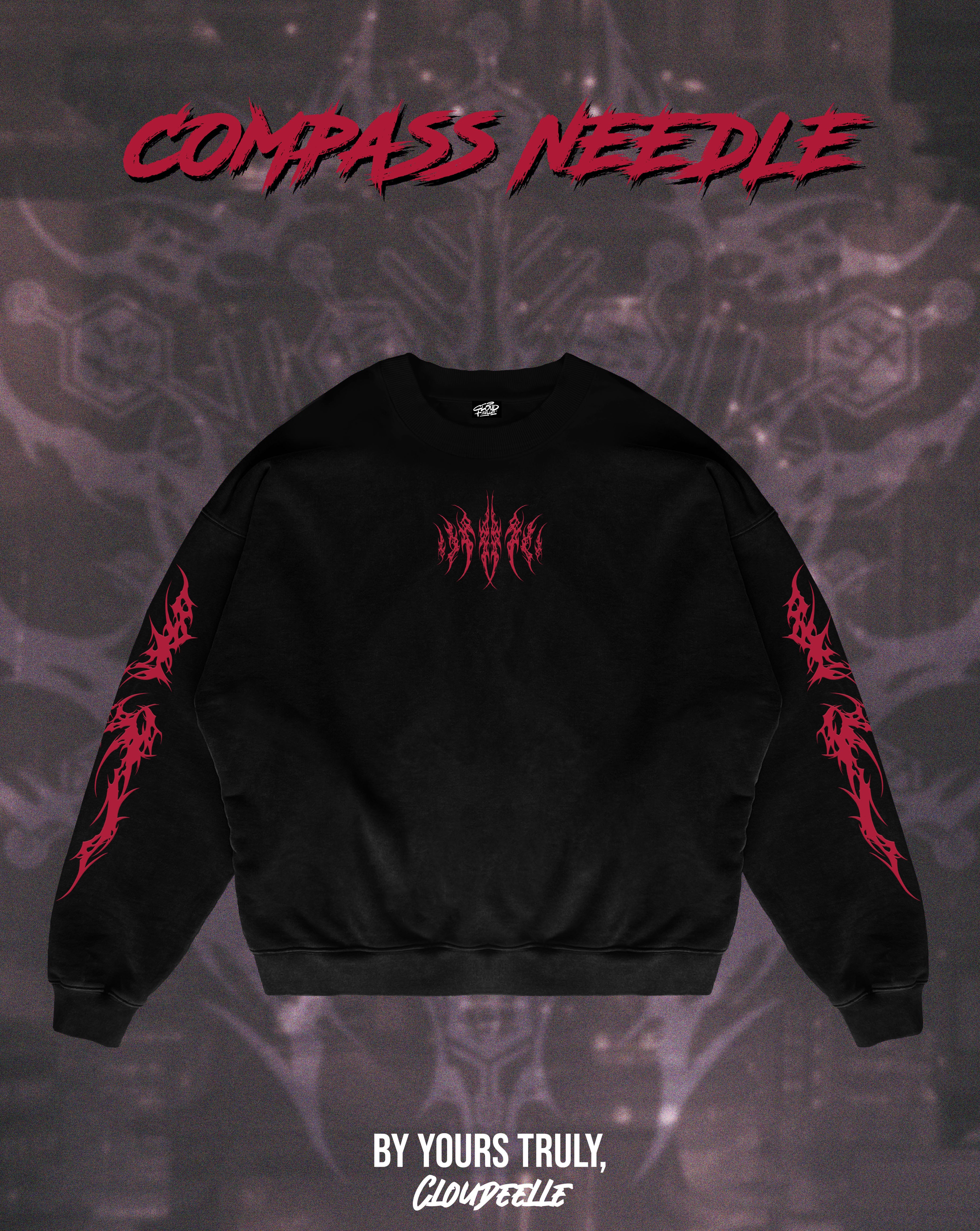 "Compass Needle" - Oversized Crewneck (Red Version)