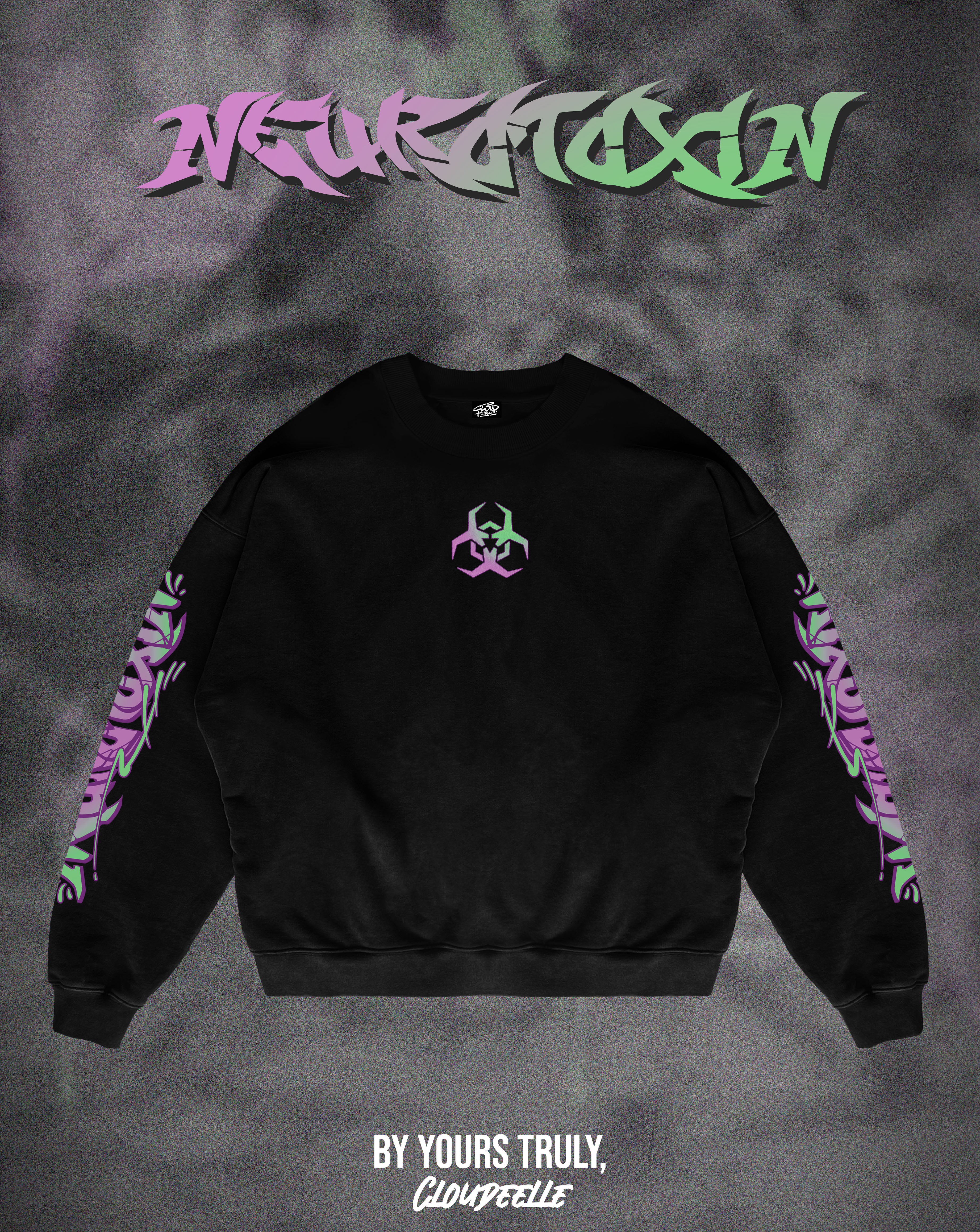 "Neurotoxin" - Oversized Crewneck (Black Version)
