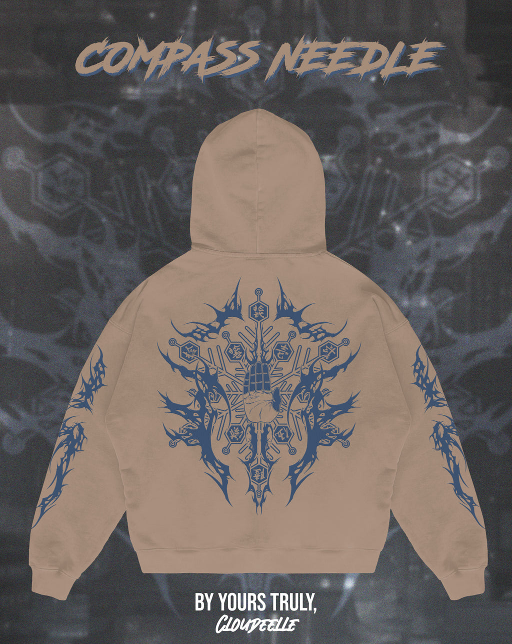 "Compass Needle" - Oversized Hoodie (Blue Version)