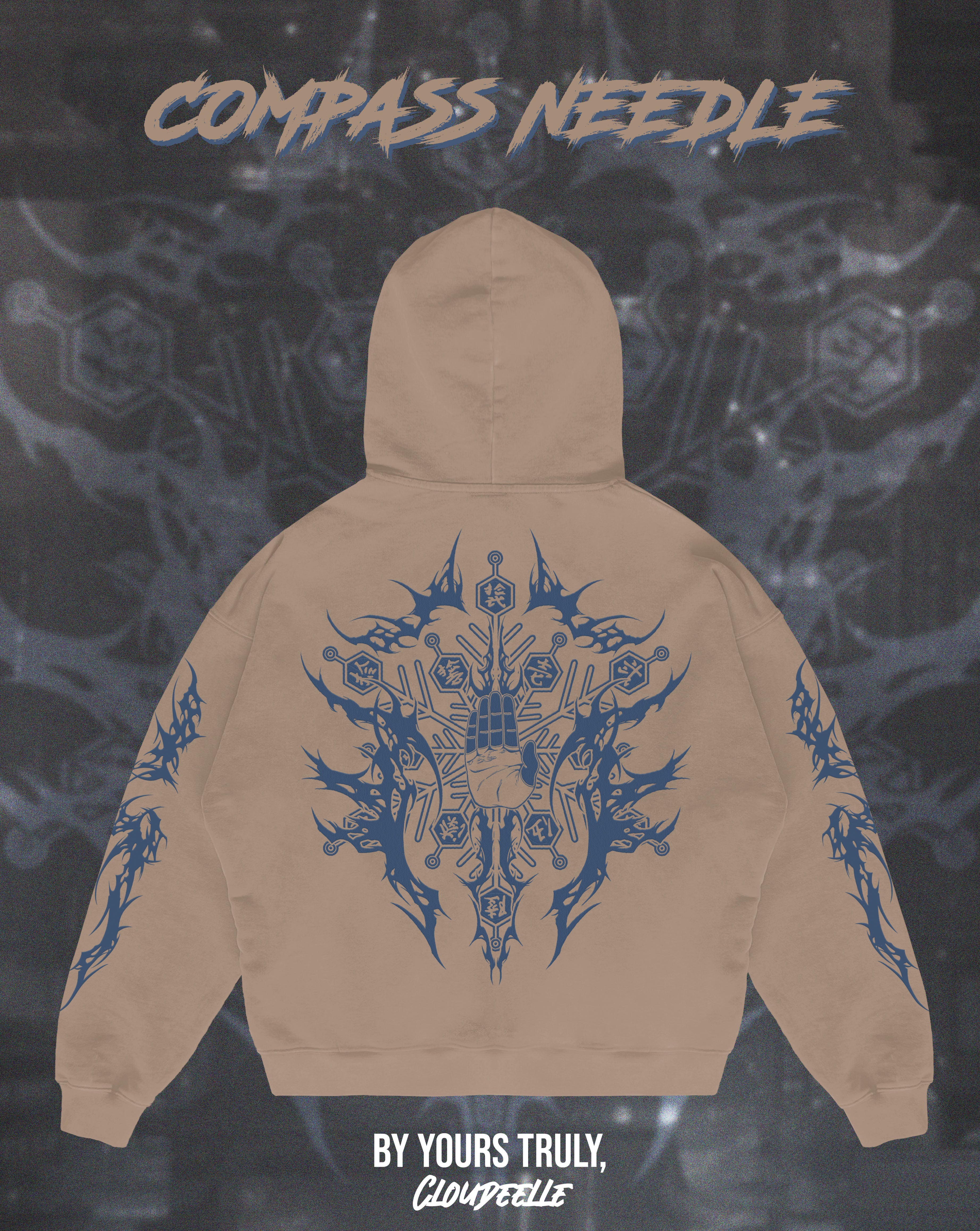 "Compass Needle" - Oversized Hoodie (Blue Version)