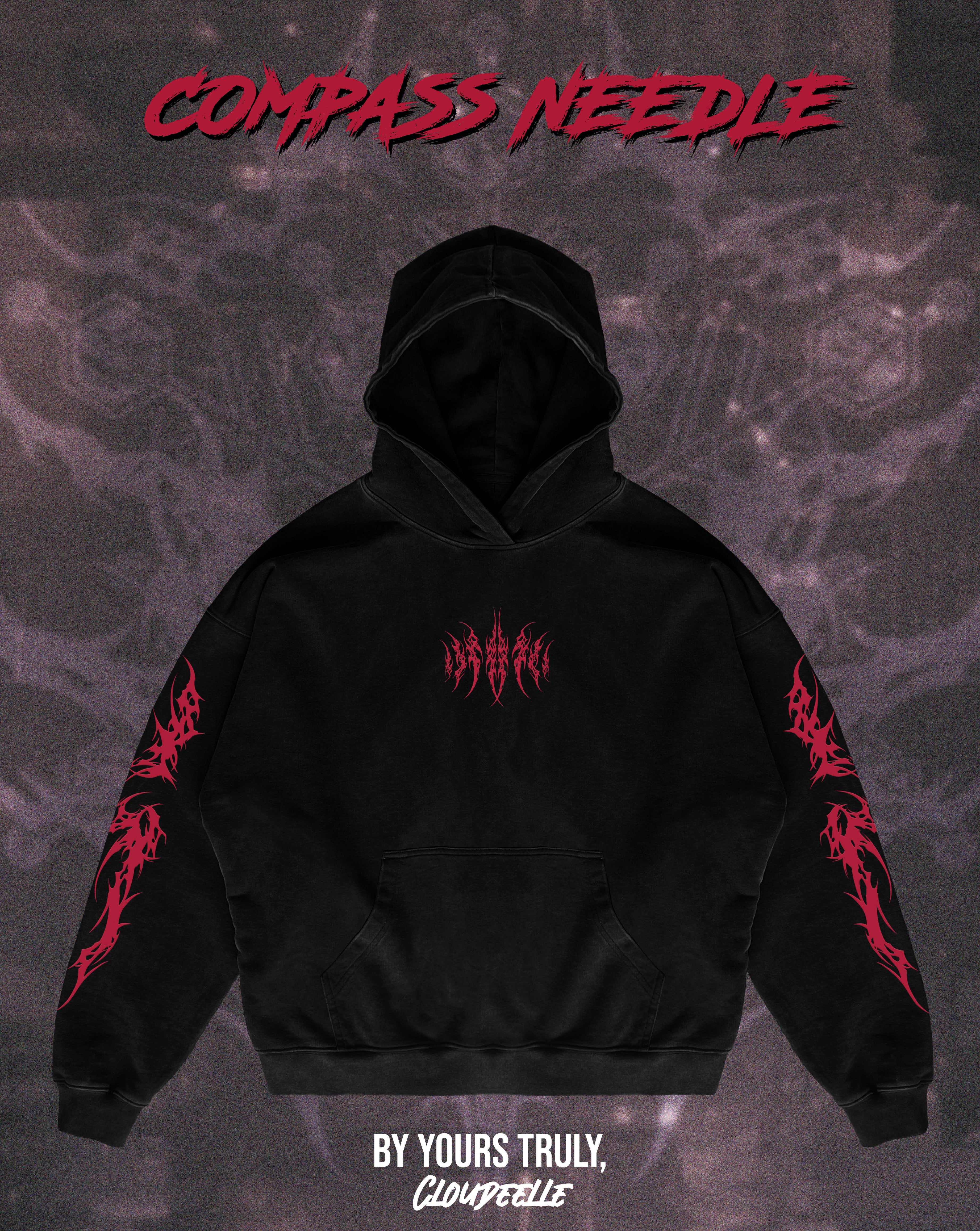 "Compass Needle" - Oversized Hoodie (Red Version)