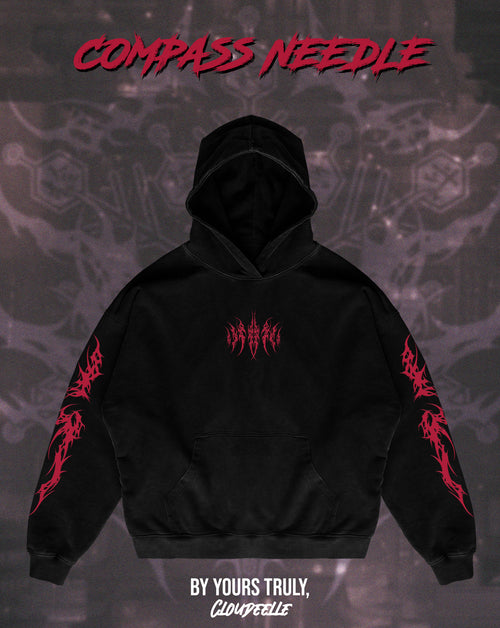 "Compass Needle" - Oversized Hoodie (Red Version)