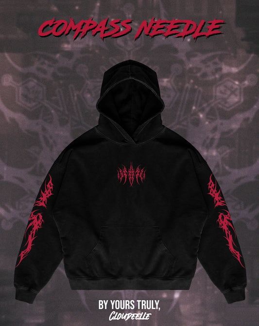 "Compass Needle" - Oversized Hoodie (Red Version)