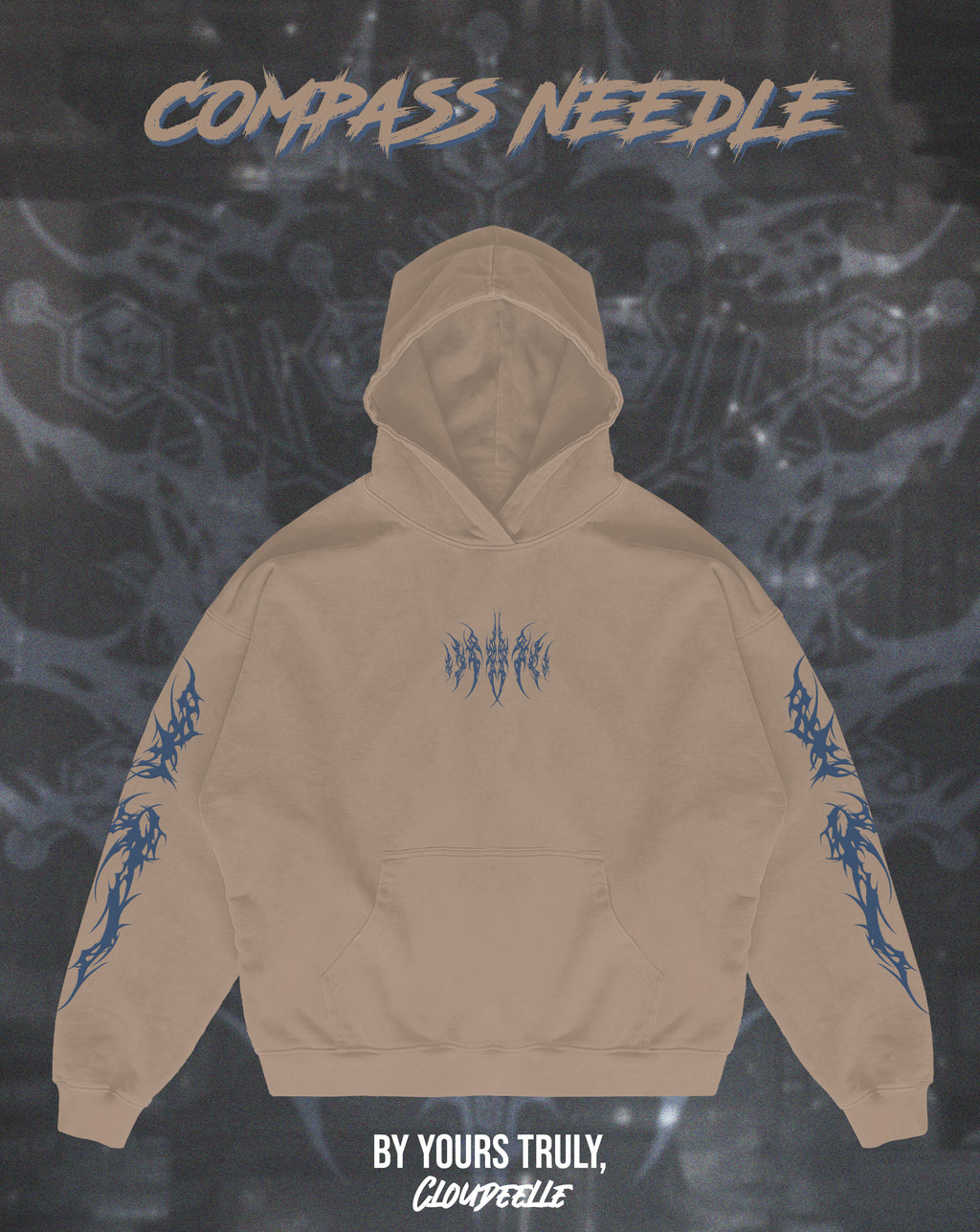 "Compass Needle" - Oversized Hoodie (Blue Version)