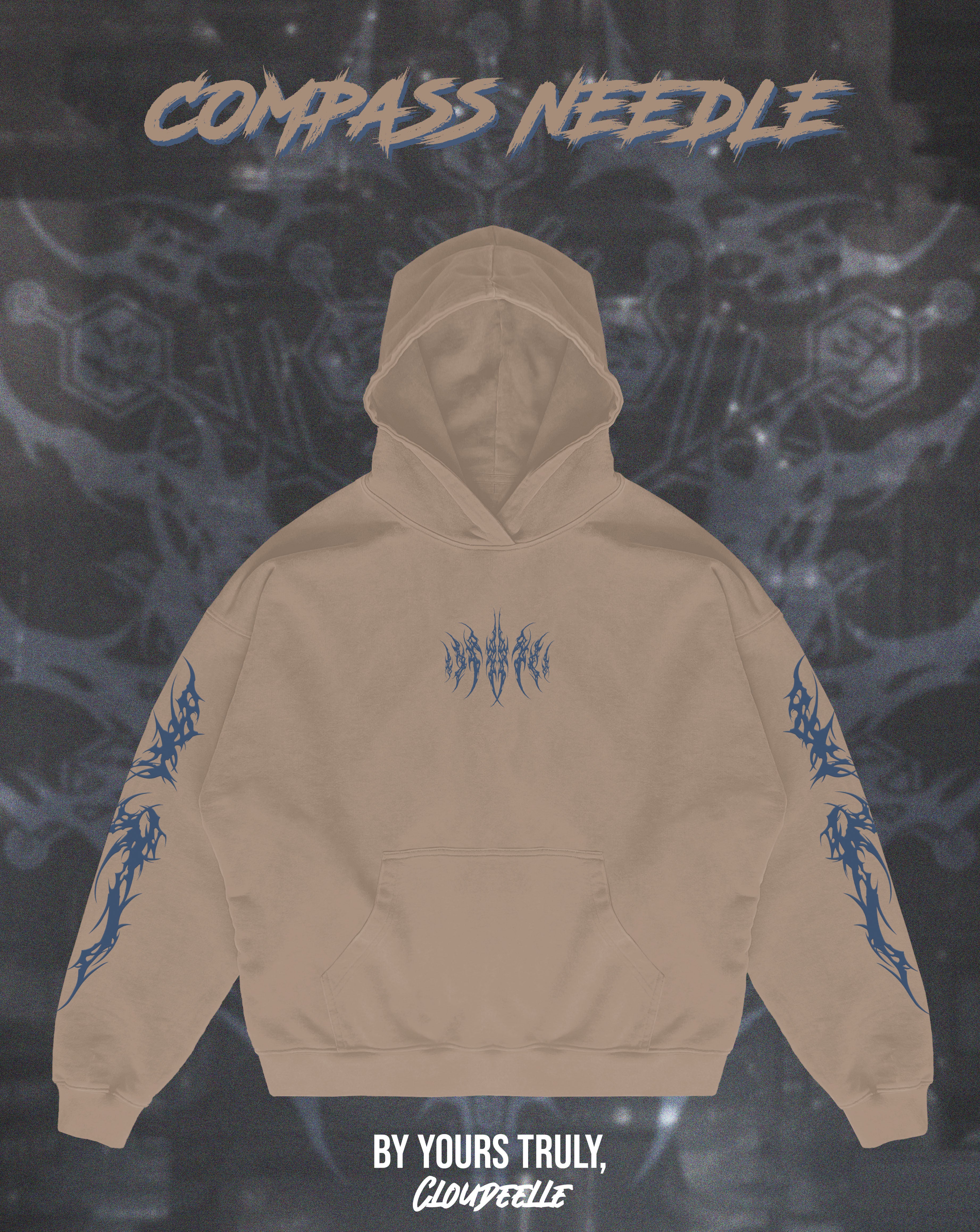 "Compass Needle" - Oversized Hoodie (Blue Version)