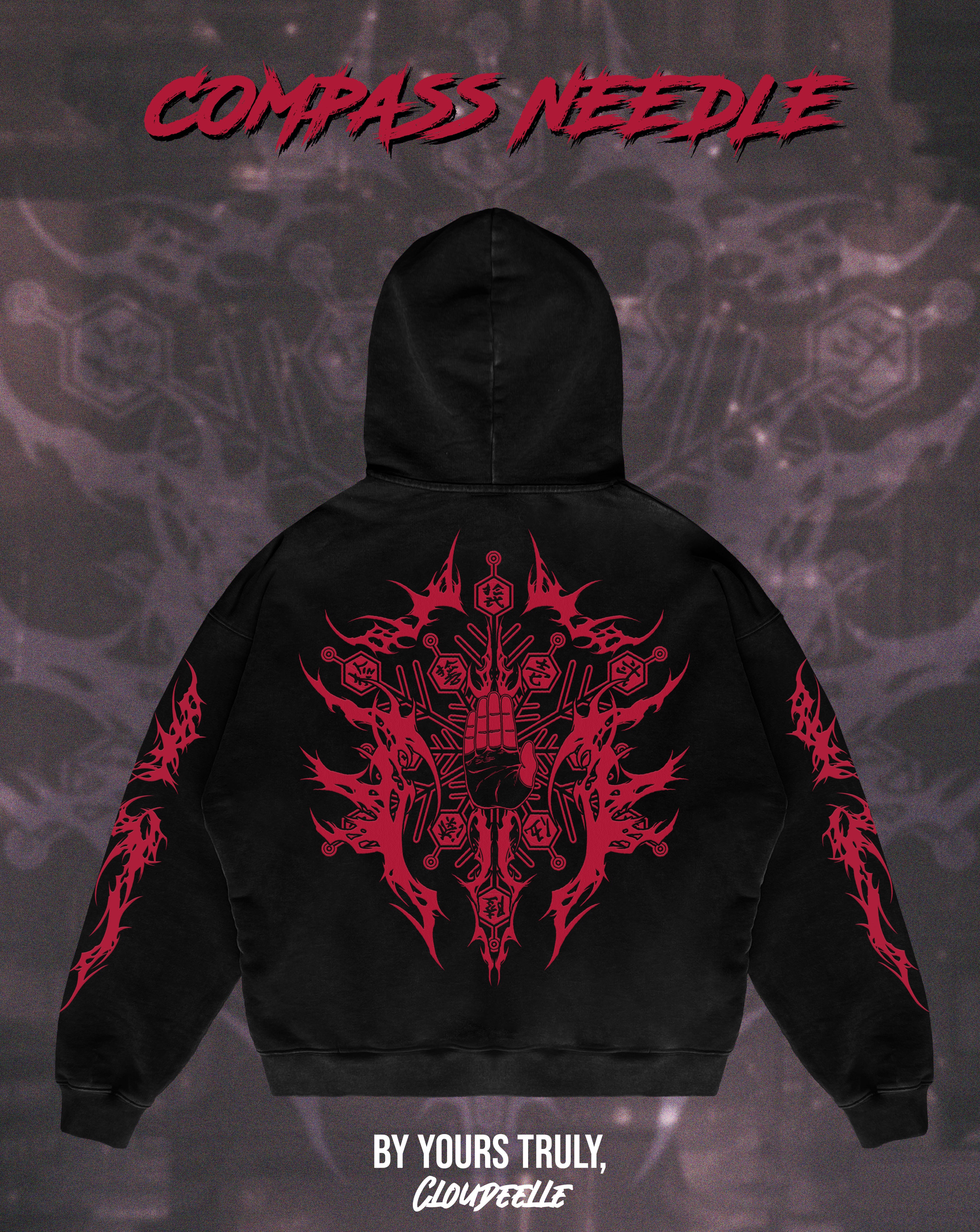 "Compass Needle" - Oversized Hoodie (Red Version)