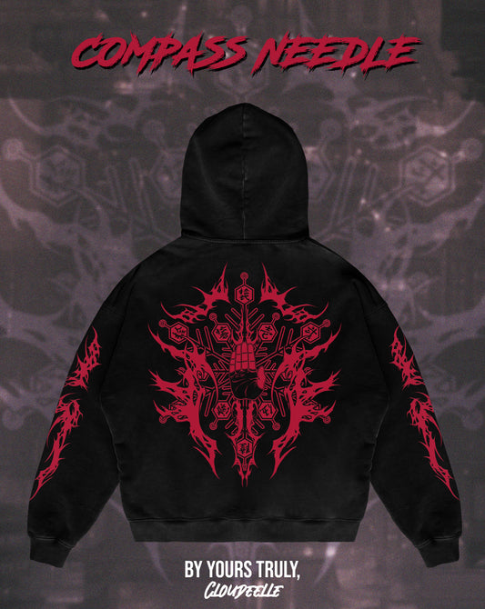 "Compass Needle" - Oversized Hoodie (Red Version)