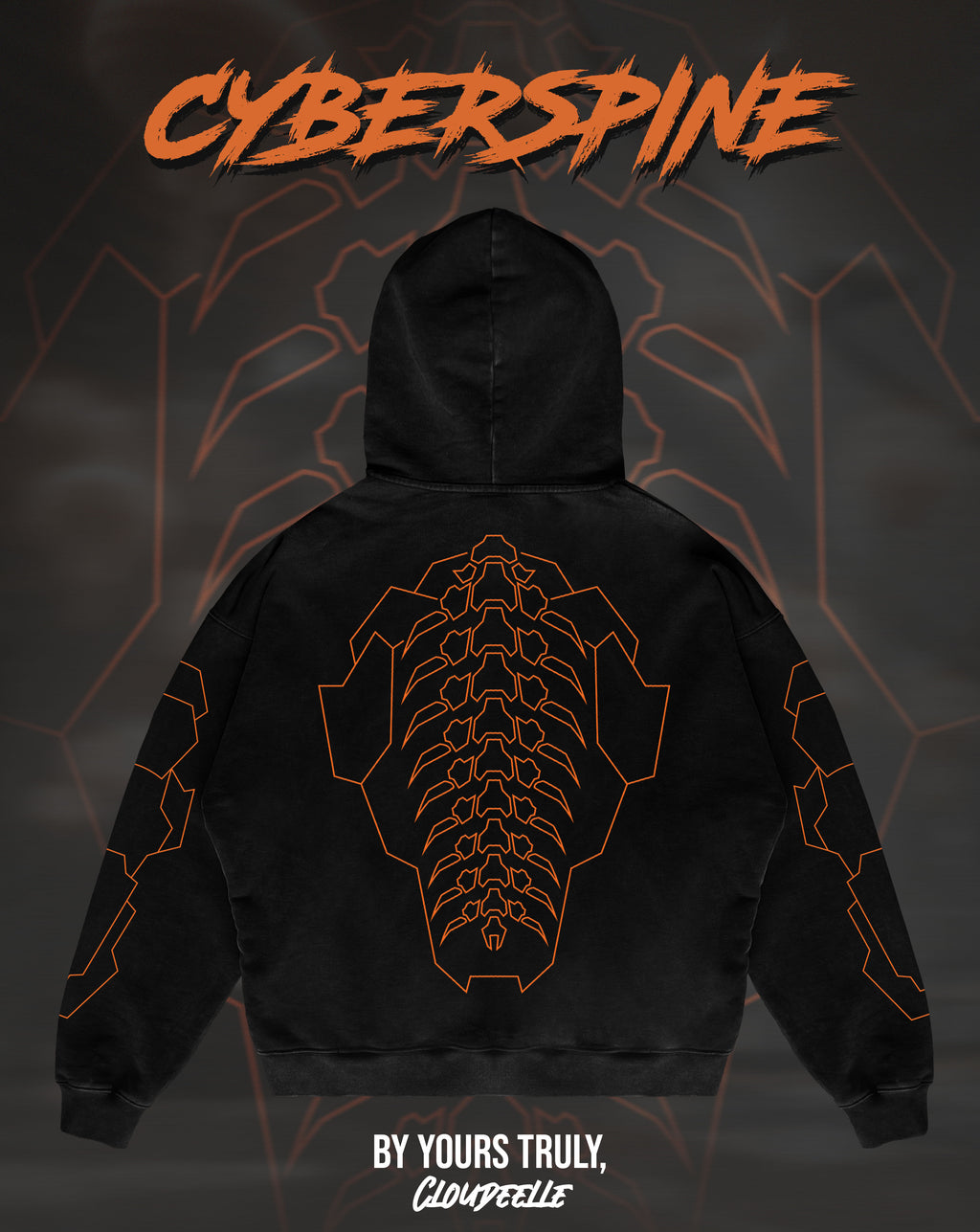"Cyberspine" - Oversized Hoodie (Orange Version)