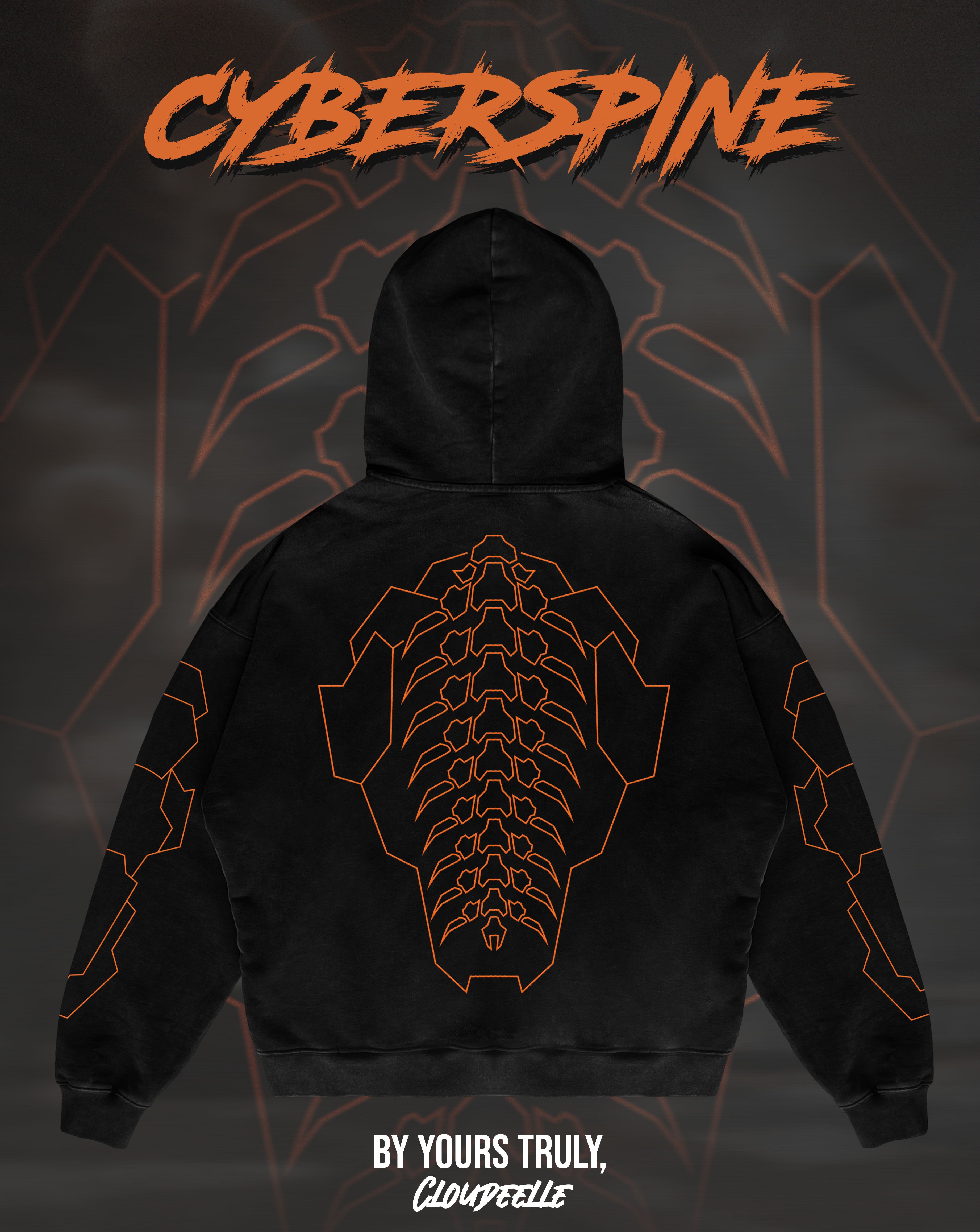 "Cyberspine" - Oversized Hoodie (Orange Version)