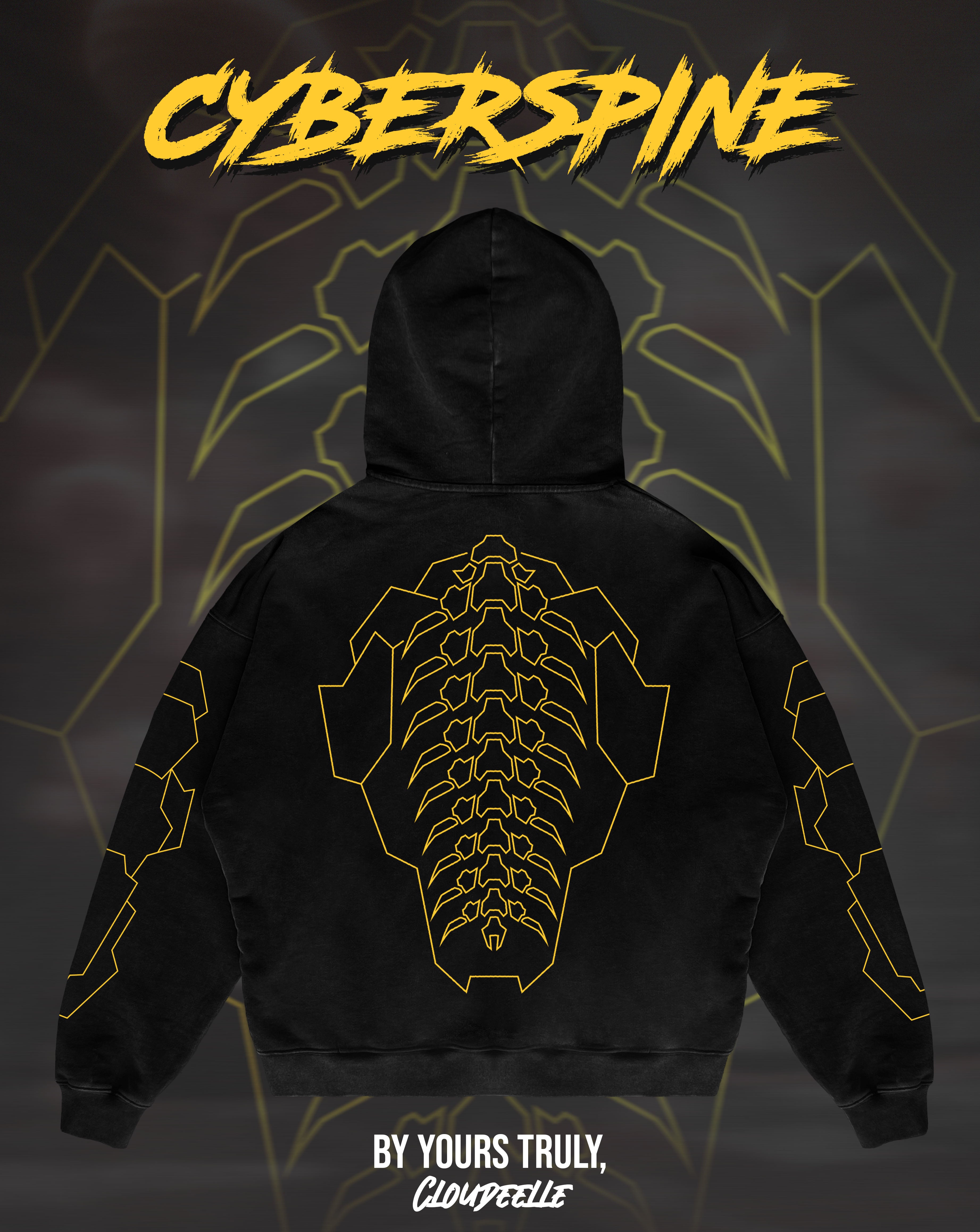 "Cyberspine" - Oversized Hoodie (Yellow Version)