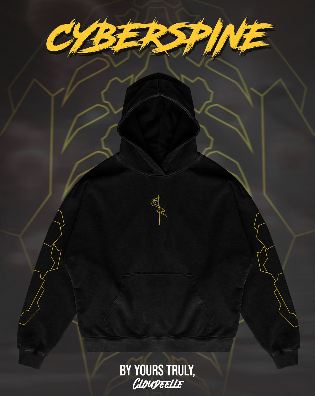 "Cyberspine" - Oversized Hoodie (Yellow Version)