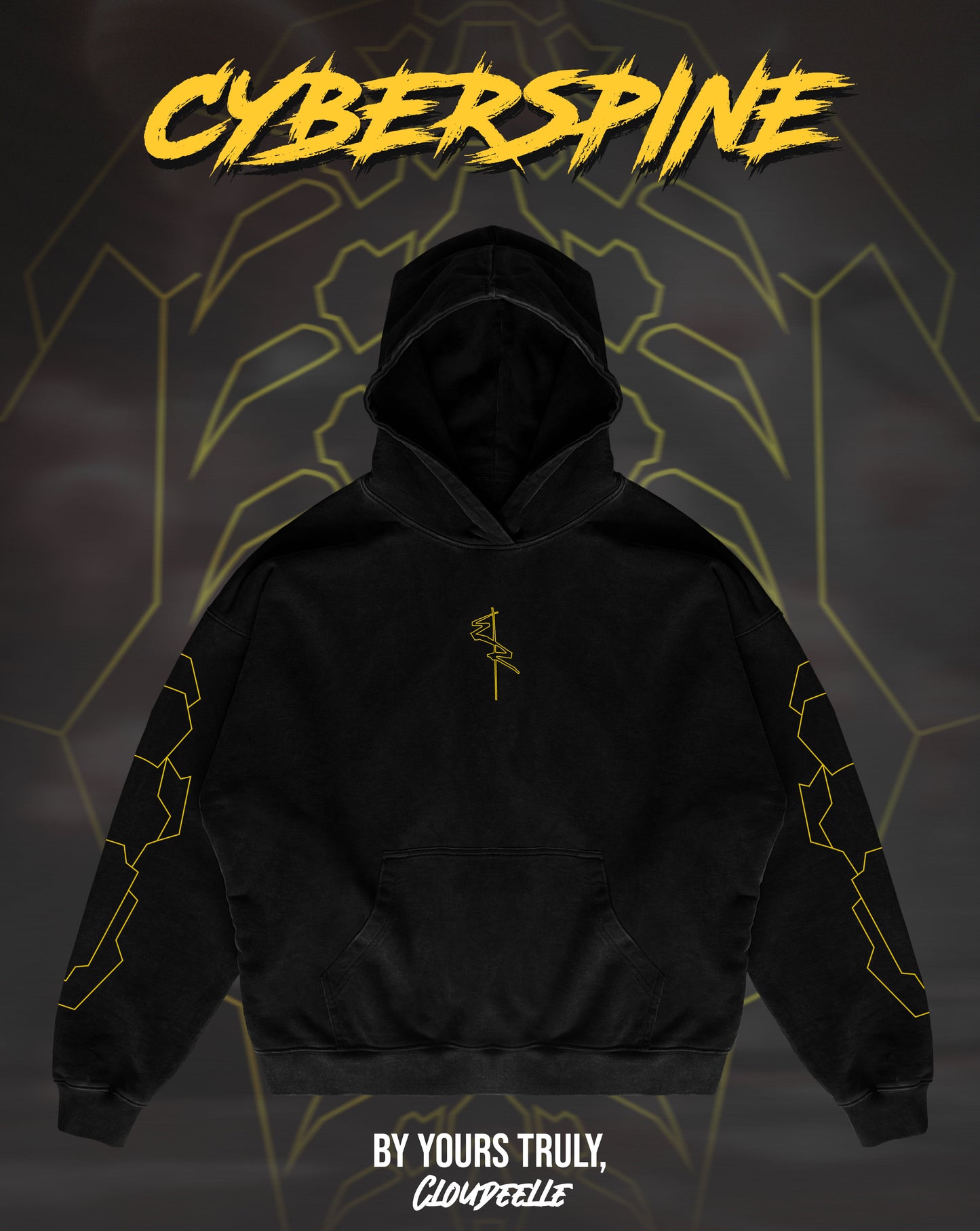 "Cyberspine" - Oversized Hoodie (Yellow Version)