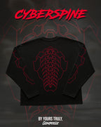 "Cyberspine" - Oversized Boxy LS Tee (Red Version)