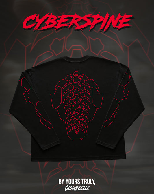 "Cyberspine" - Oversized Boxy LS Tee (Red Version)