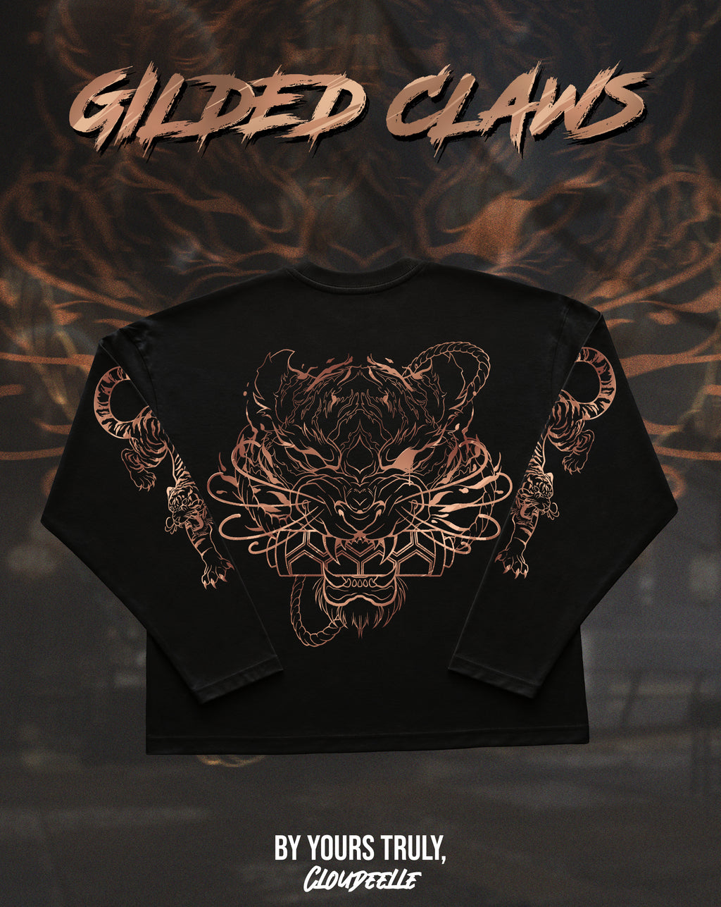 "Gilded Claws" - Oversized Boxy LS Tee