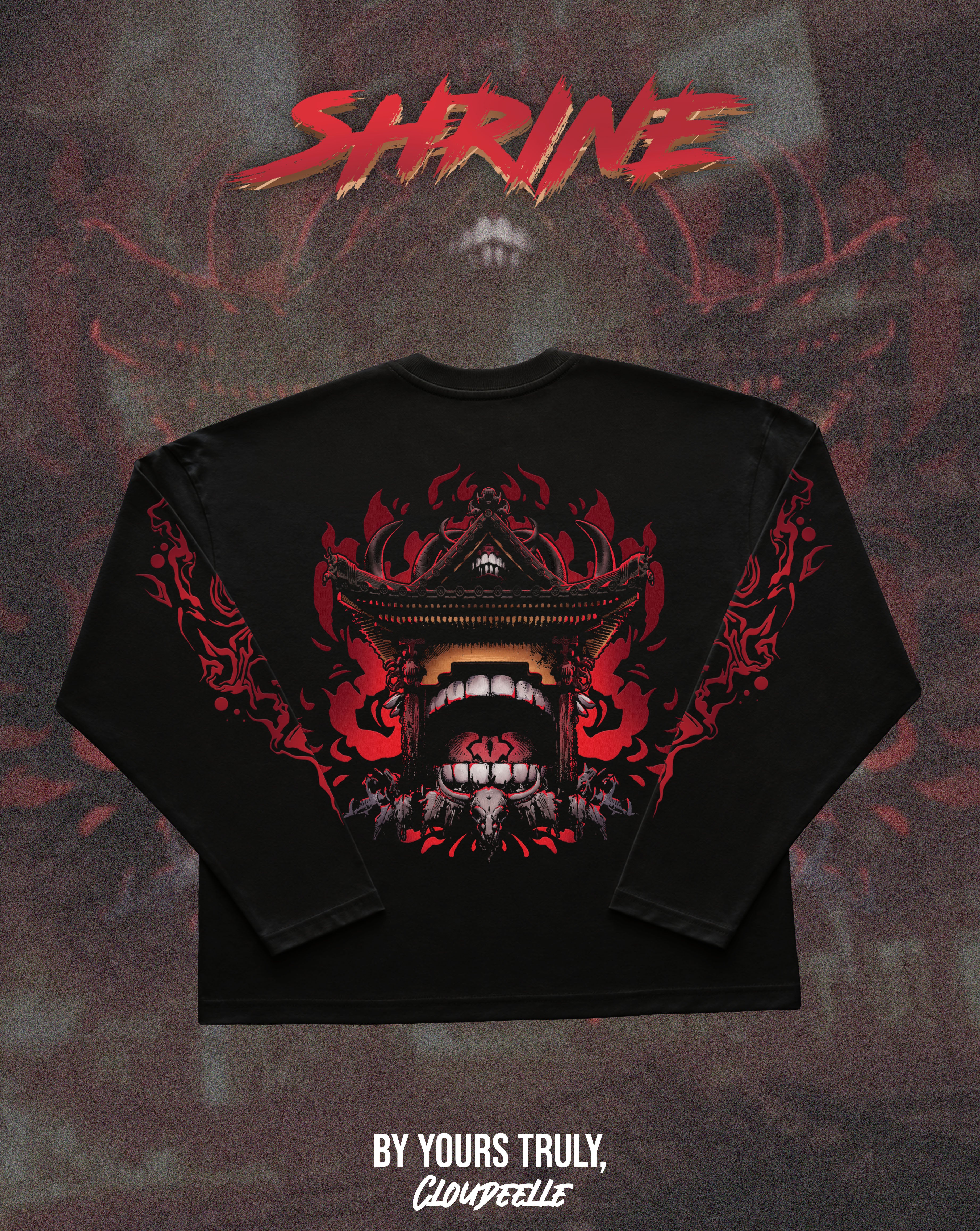 "Shrine" - Oversized Boxy LS Tee