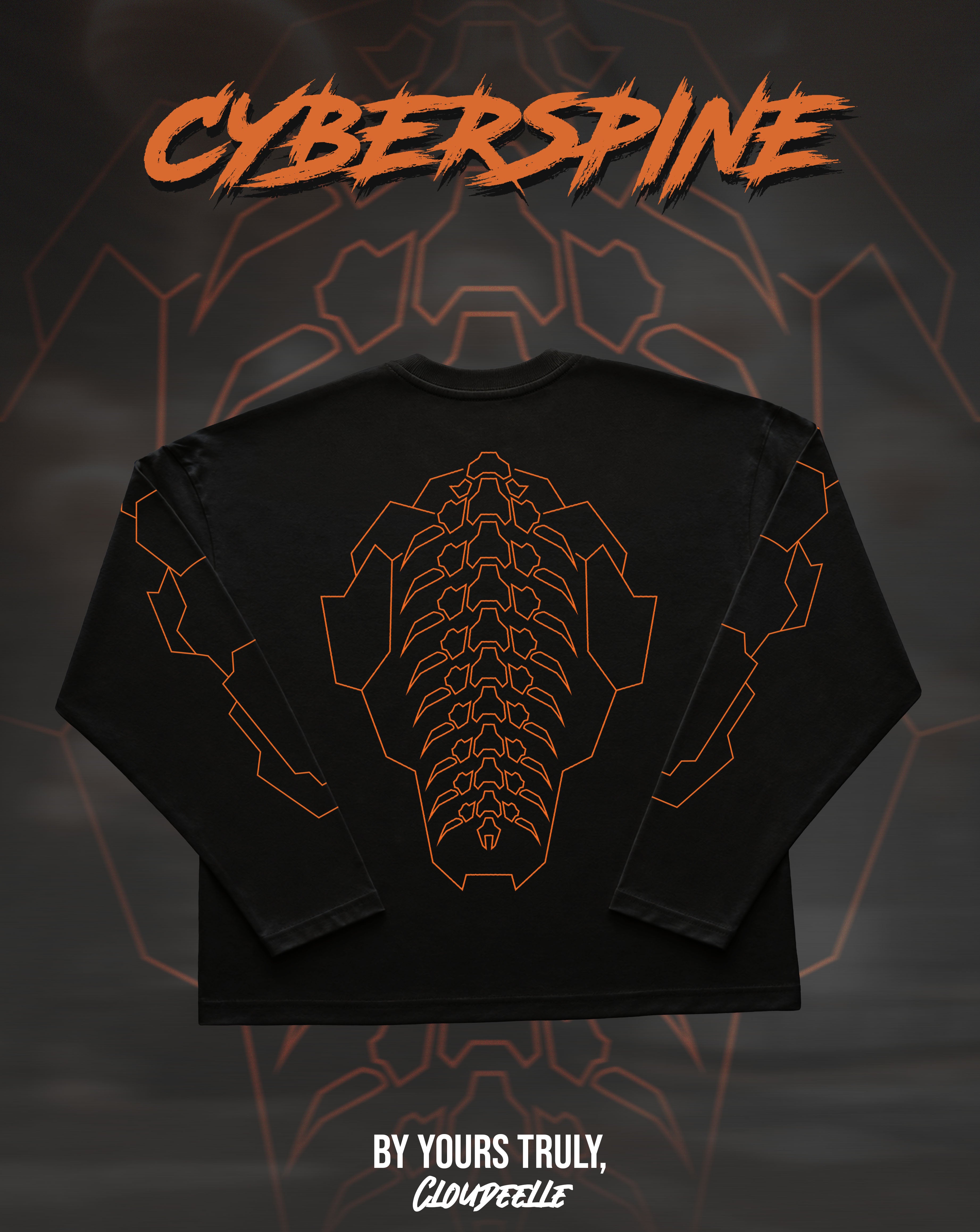 "Cyberspine" - Oversized Boxy LS Tee (Orange Version)