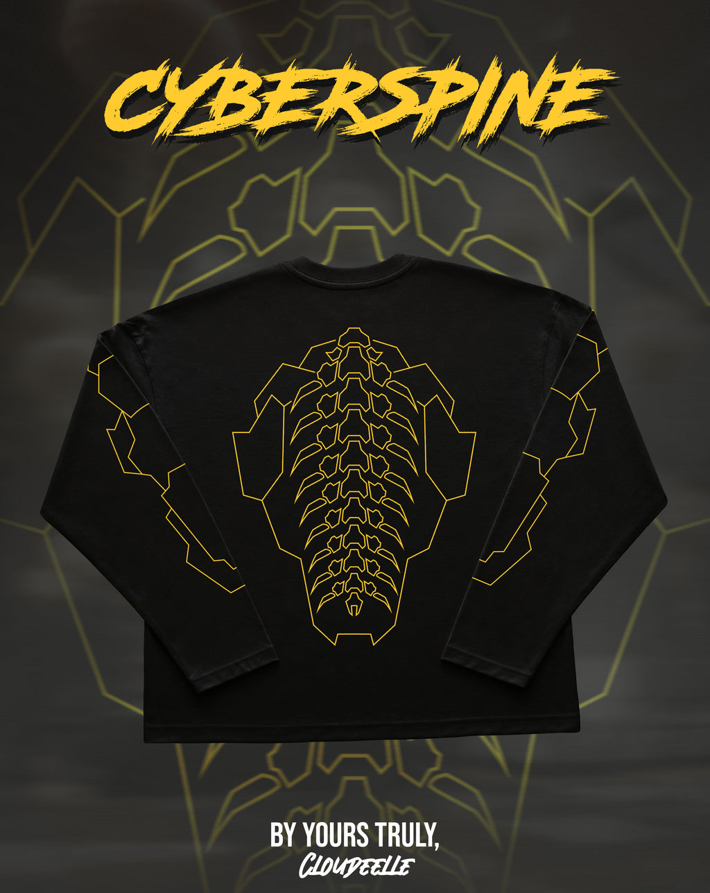"Cyberspine" - Oversized Boxy LS Tee (Yellow Version)