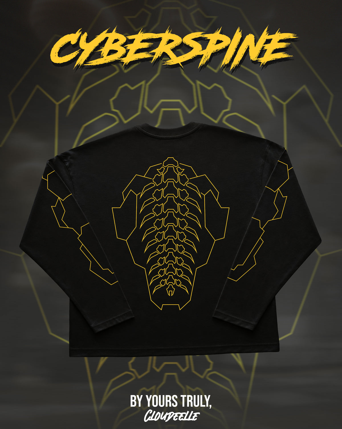 "Cyberspine" - Oversized Boxy LS Tee (Yellow Version)