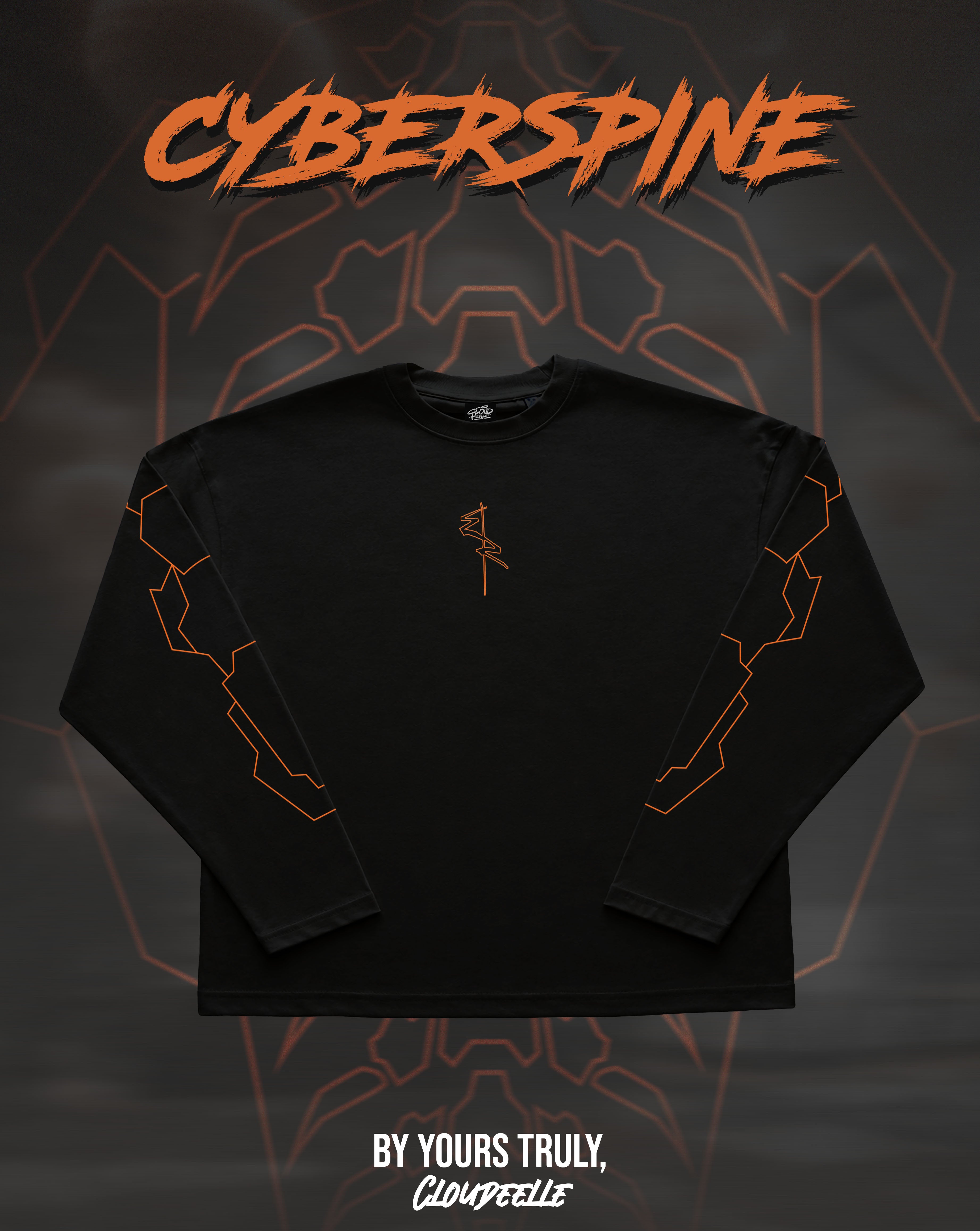 "Cyberspine" - Oversized Boxy LS Tee (Orange Version)