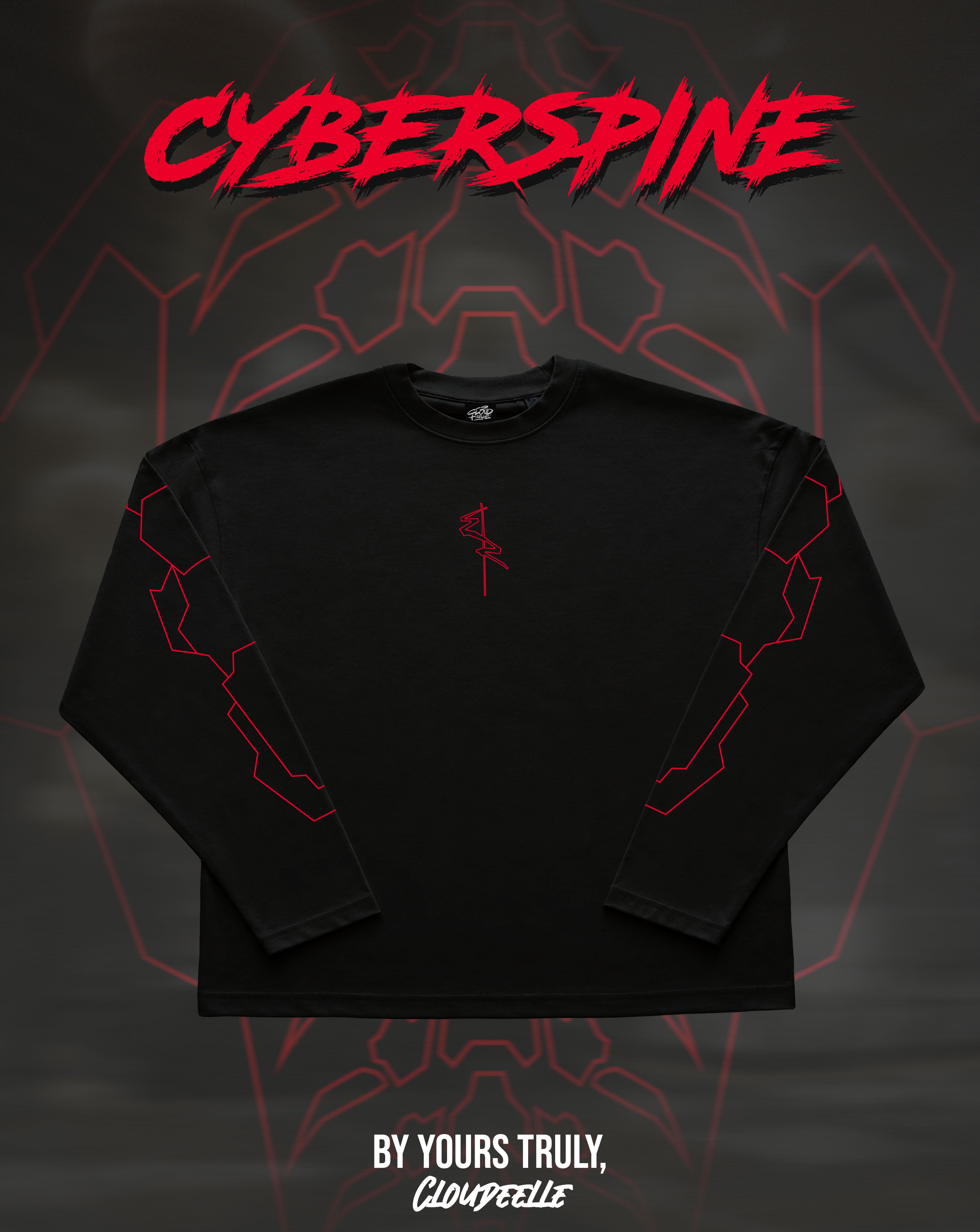 "Cyberspine" - Oversized Boxy LS Tee (Red Version)