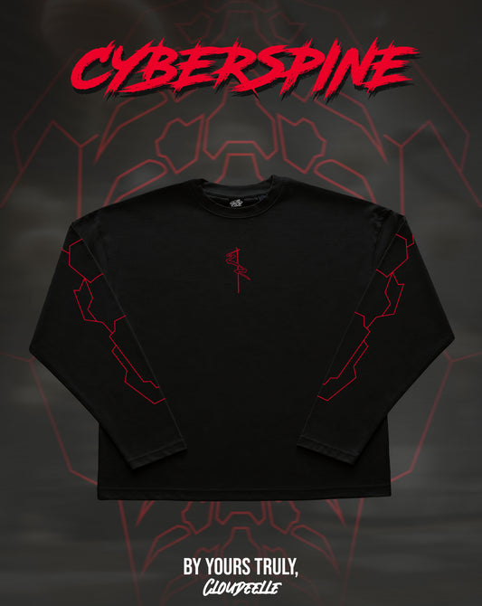 "Cyberspine" - Oversized Boxy LS Tee (Red Version)