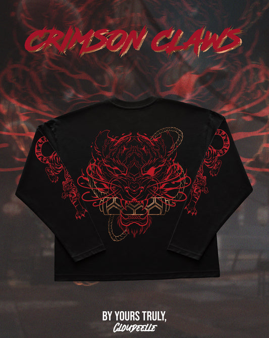 "Crimson Claws" - Oversized Boxy LS Tee
