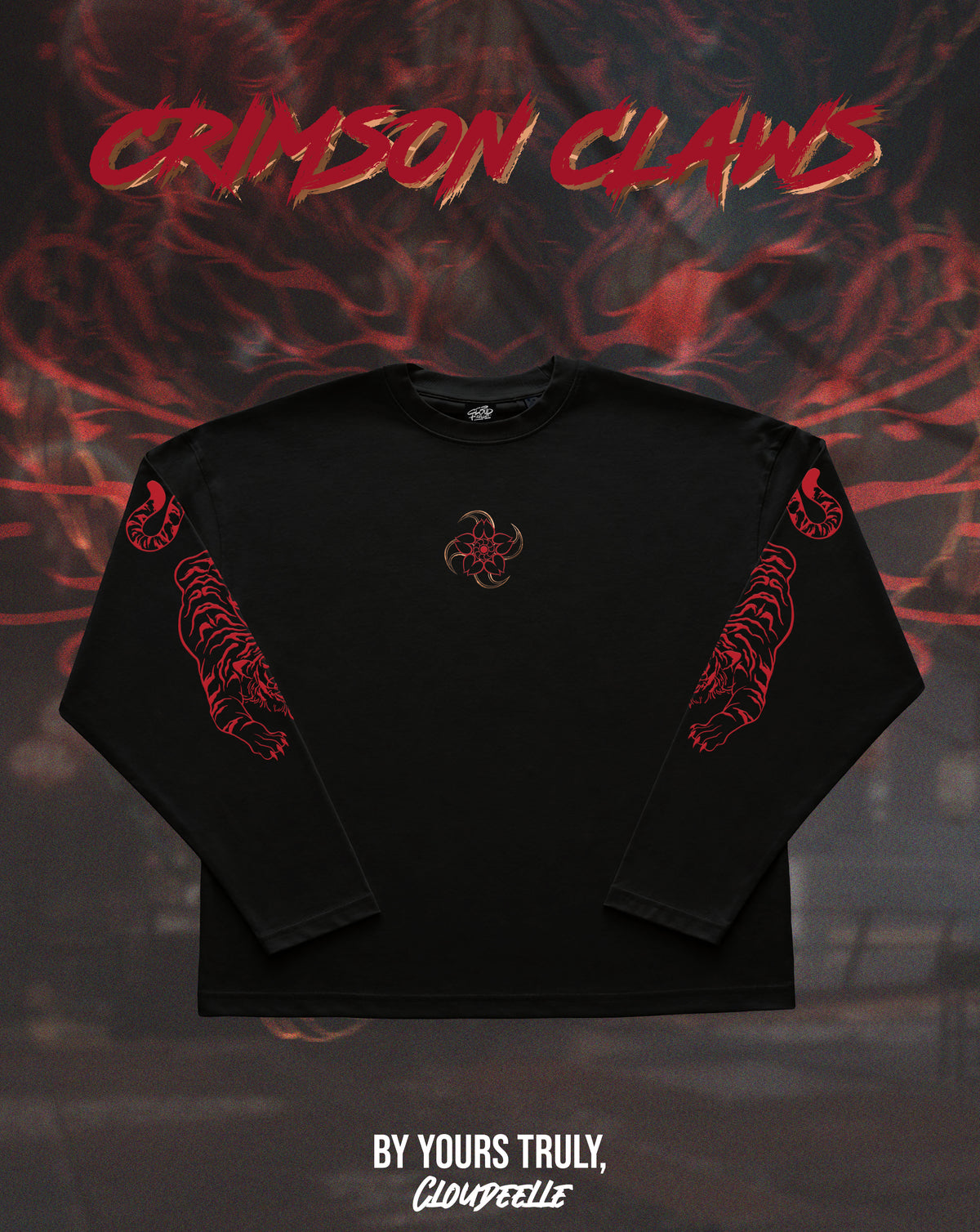 "Crimson Claws" - Oversized Boxy LS Tee