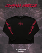 "Compass Needle" - Oversized Boxy LS Tee (Red Version)