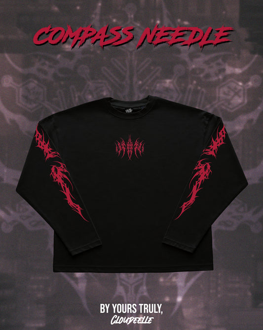 "Compass Needle" - Oversized Boxy LS Tee (Red Version)