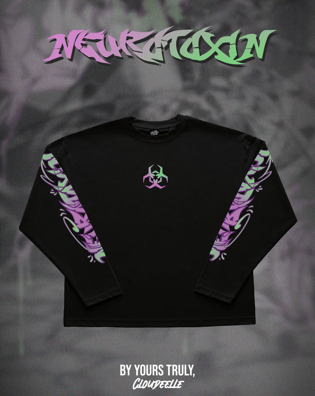 "Neurotoxin" - Oversized Boxy LS Tee (Black Version)