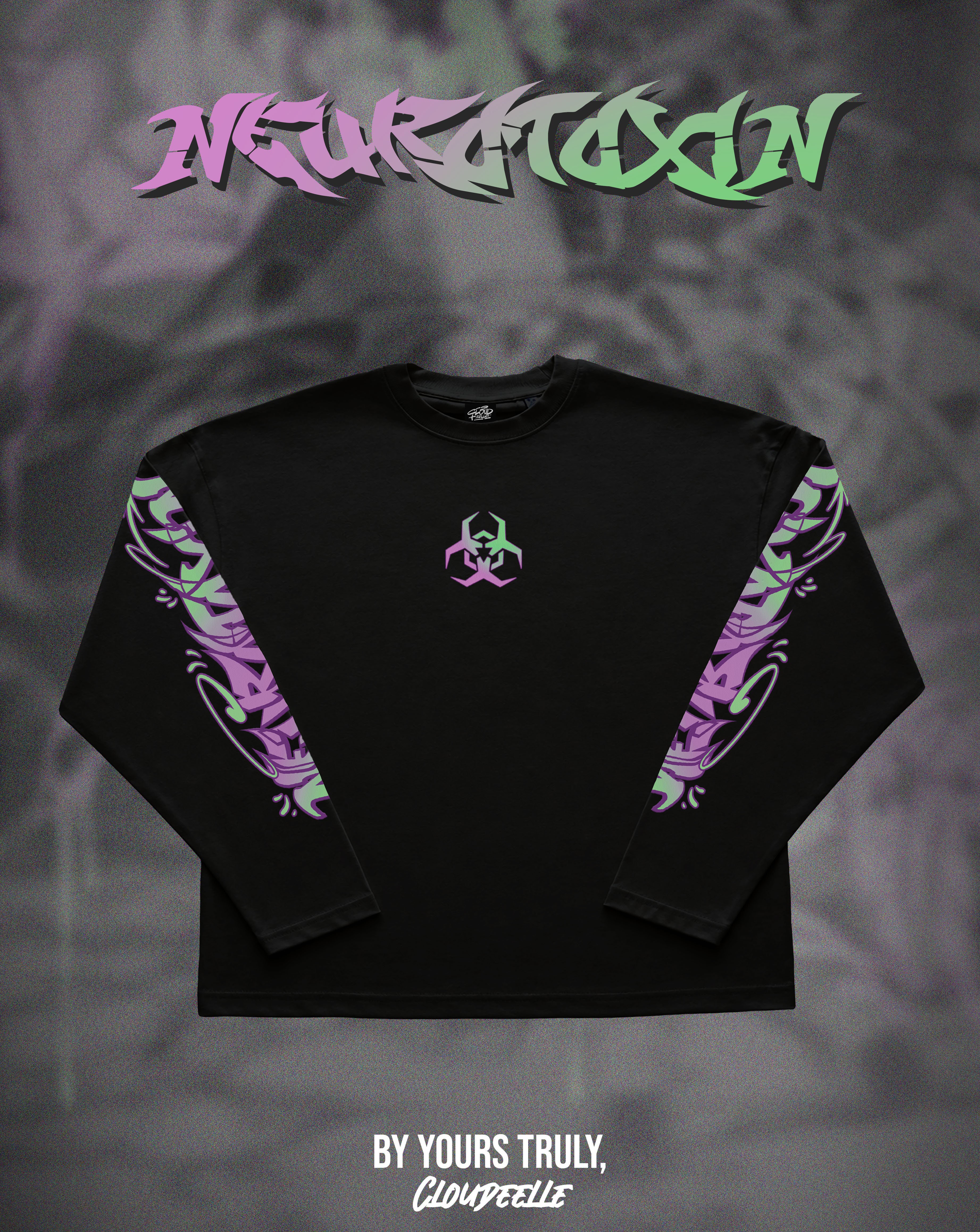 "Neurotoxin" - Oversized Boxy LS Tee (Black Version)