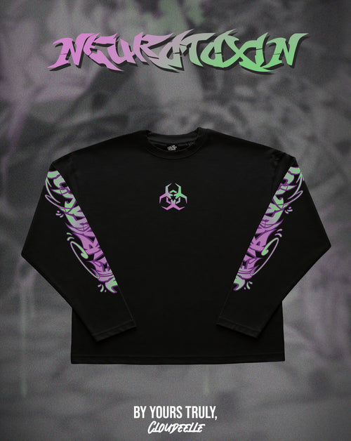 "Neurotoxin" - Oversized Boxy LS Tee (Black Version)