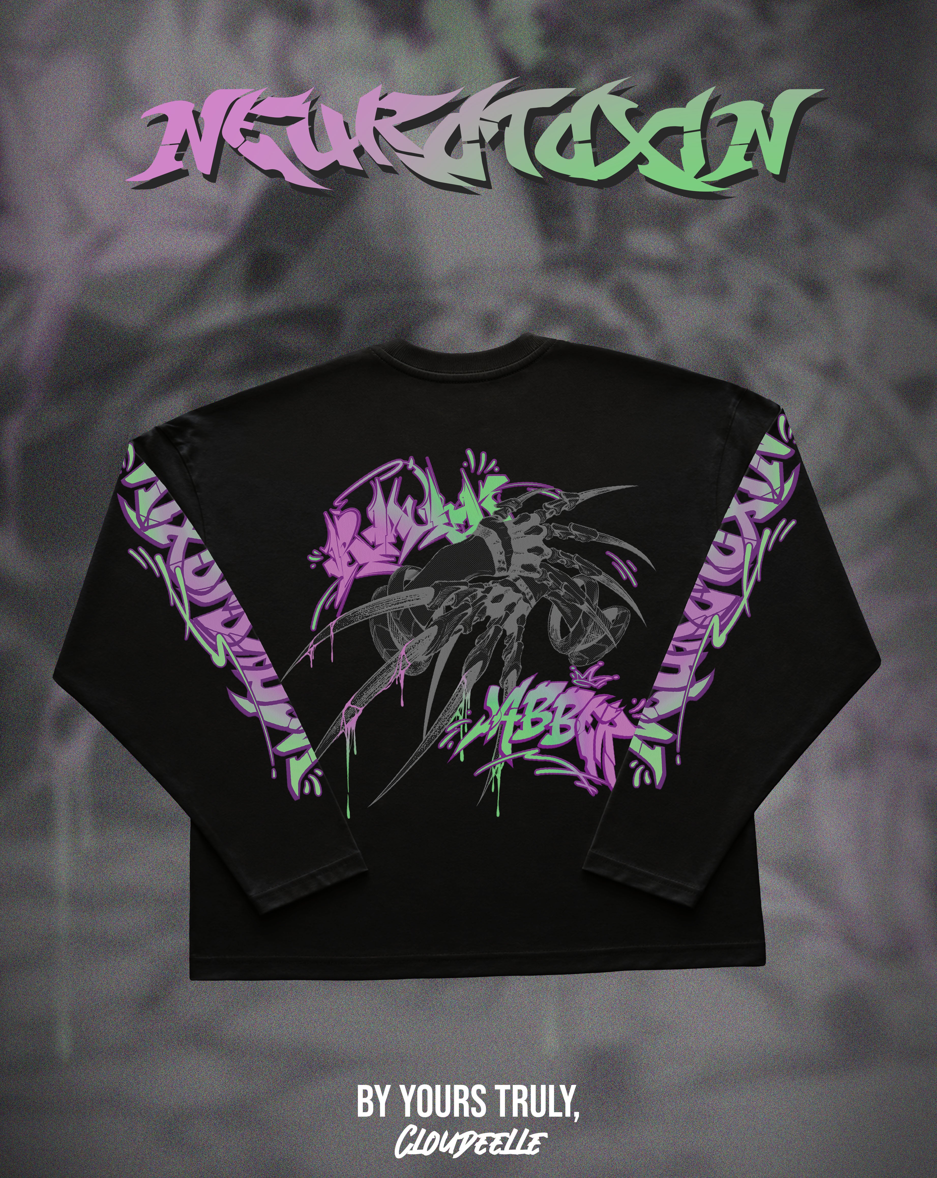 "Neurotoxin" - Oversized Boxy LS Tee (Black Version)