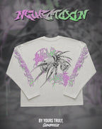 "Neurotoxin" - Oversized Boxy LS Tee (Vintage White Version)