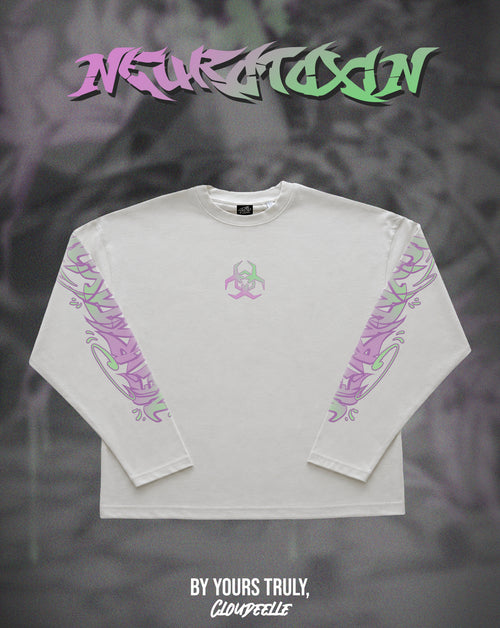 "Neurotoxin" - Oversized Boxy LS Tee (Vintage White Version)