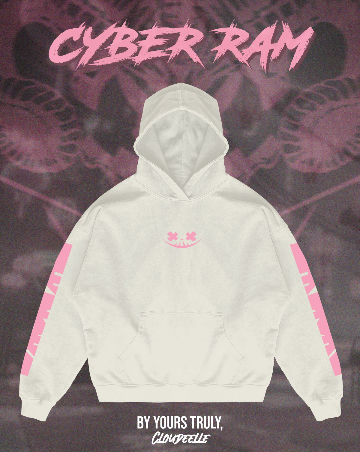 "Cyber Ram" - Oversized Hoodie (Vintage White Version)