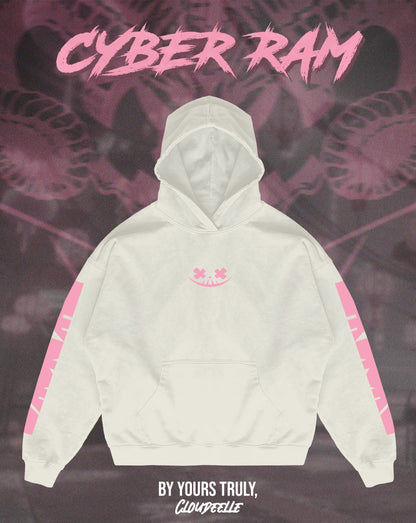 "Cyber Ram" - Oversized Hoodie (Vintage White Version)
