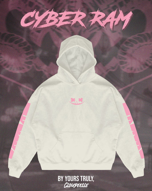 "Cyber Ram" - Oversized Hoodie (Vintage White Version)