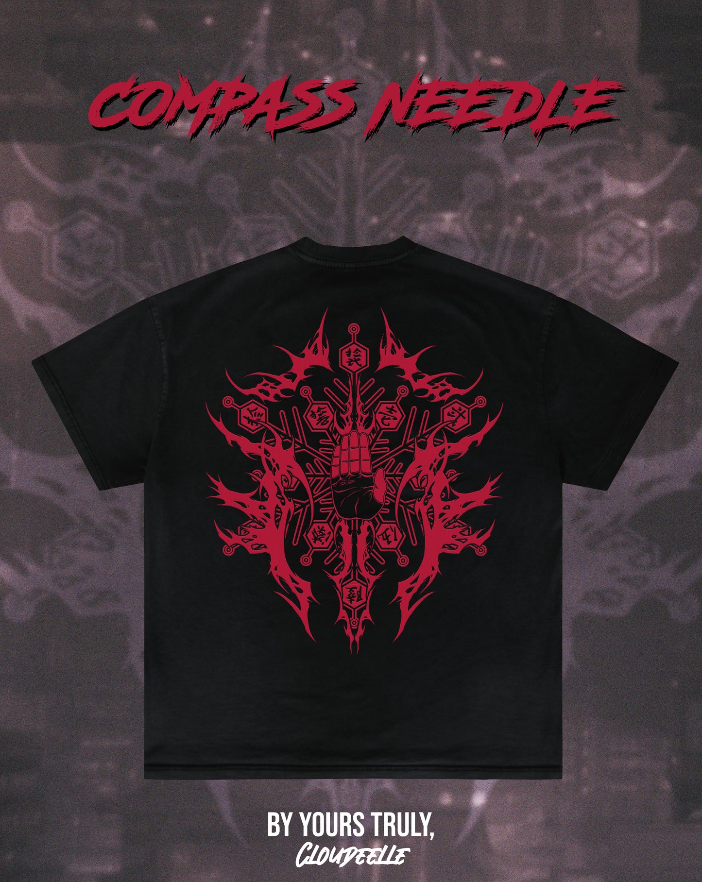 "Compass Needle" - Oversized Tee (Red Version)