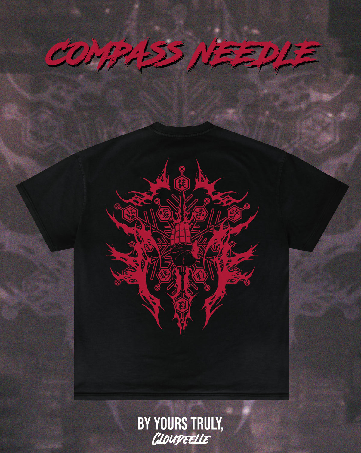 "Compass Needle" - Oversized Tee (Red Version)