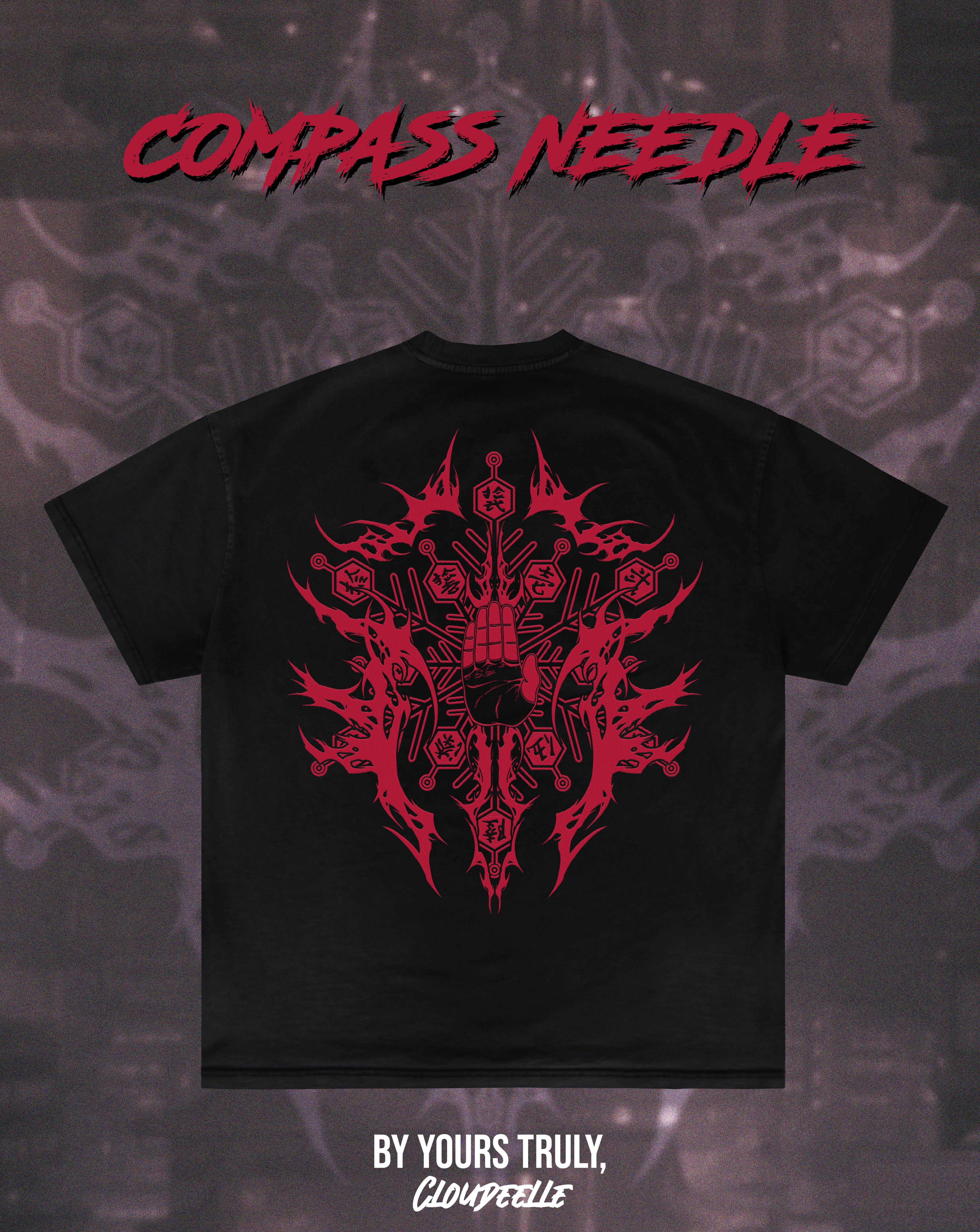 "Compass Needle" - Oversized Tee (Red Version)