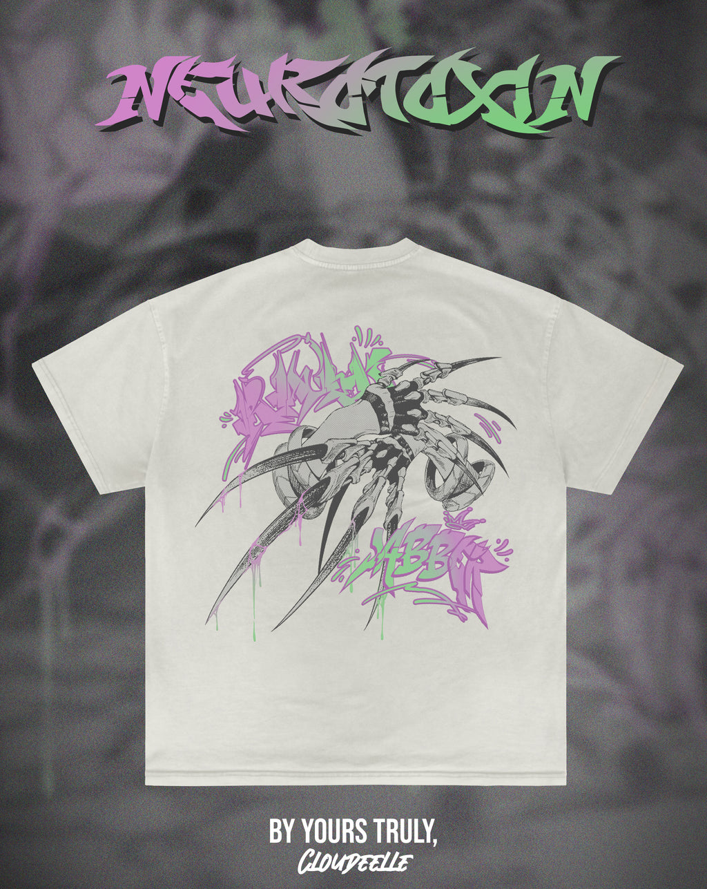 "Neurotoxin" - Oversized Tee (Vintage White Version)