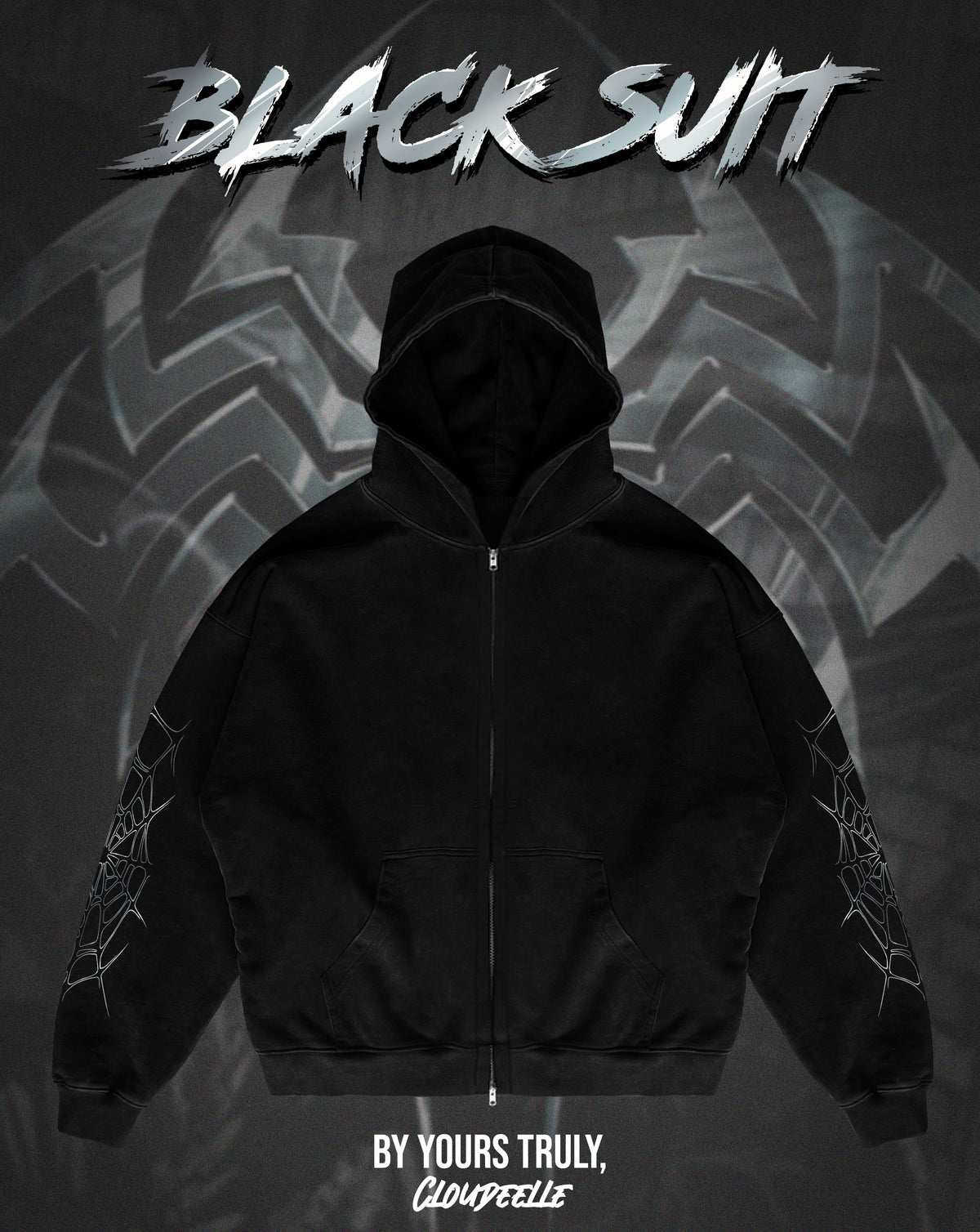 "Black Suit" - Oversized ZIP-UP Hoodie